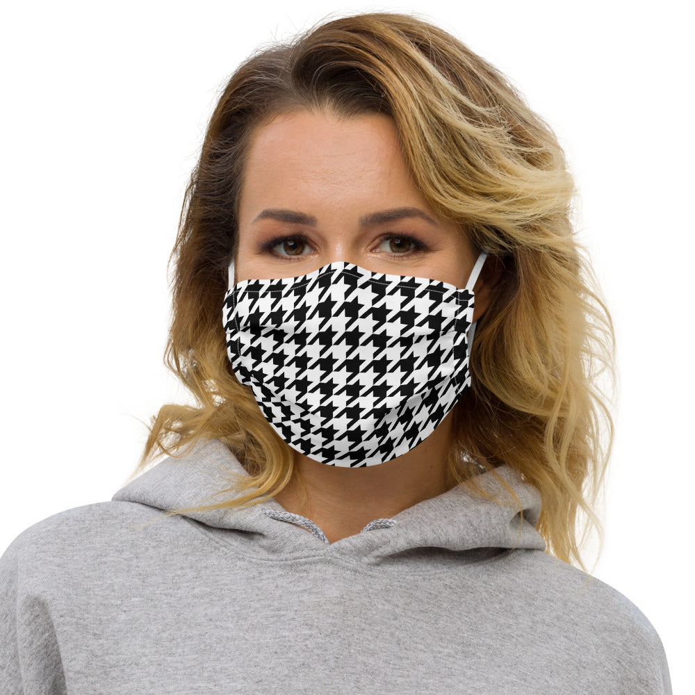 Black and White Houndstooth Face Mask