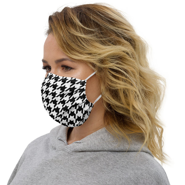 Black and White Houndstooth Face Mask